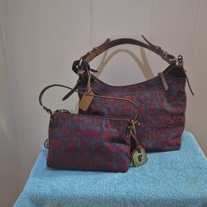 Small Dooney & Bourke Red and Denim Blue Shoulder Bag